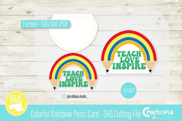 Colorful Rainbow Pencil Card – SVG