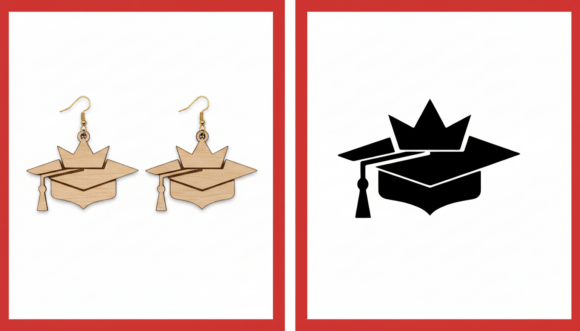 Crown Graduation Cap Earring Laser Cut
