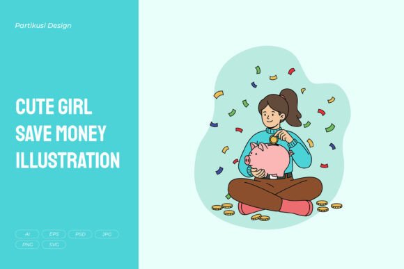Cute Girl Save Money Illustration: Visualizing Financial Wellness for a New Generation