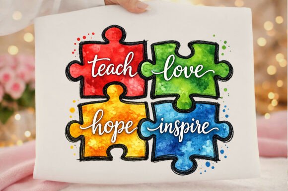 Empowering Connection: The Teach Love Autism Awareness Sublimation Design