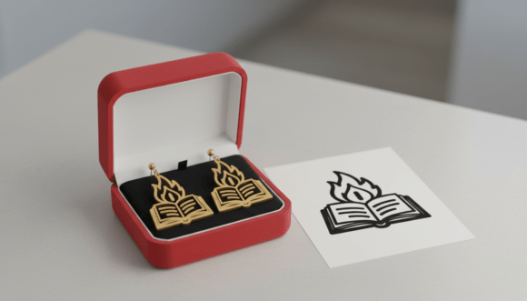 Flame Book Earring Laser Cut File
