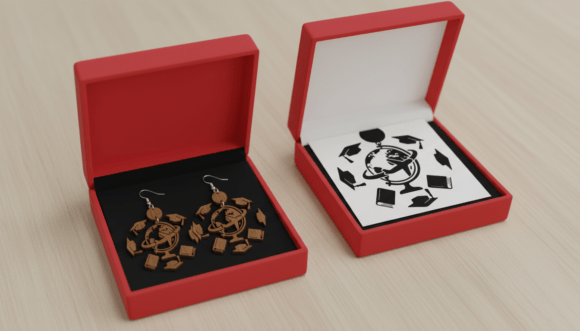 Graduation Travel Globe Earring Laser Design