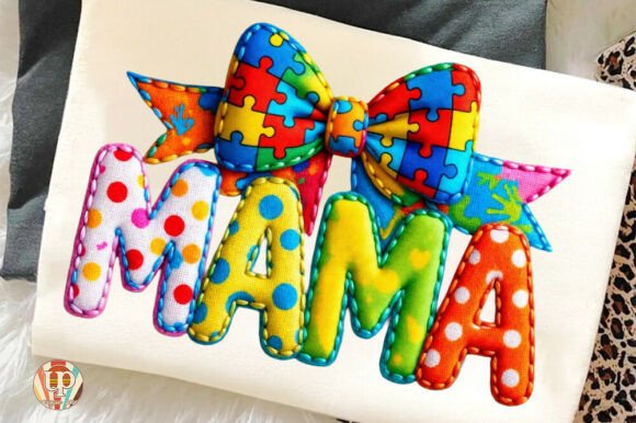 Mama Autism Awareness Coquette Bow Png Design