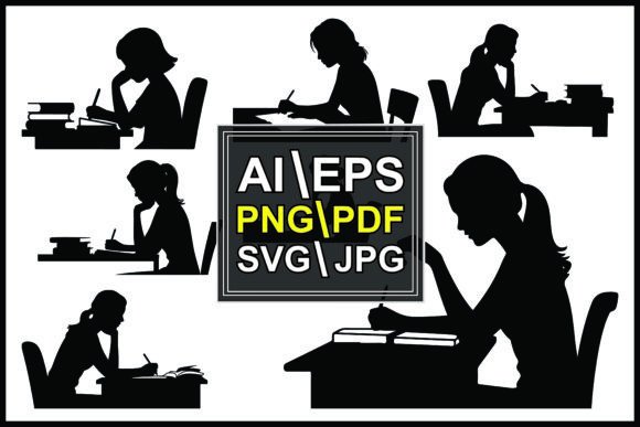 Silhouettes of People Studying at Desks