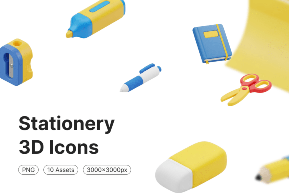Stationery 3D Icons: Elevating Visual Communication with Playful Depth