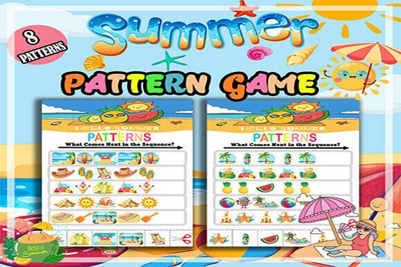 Summer Beach Finish the Pattern Activity